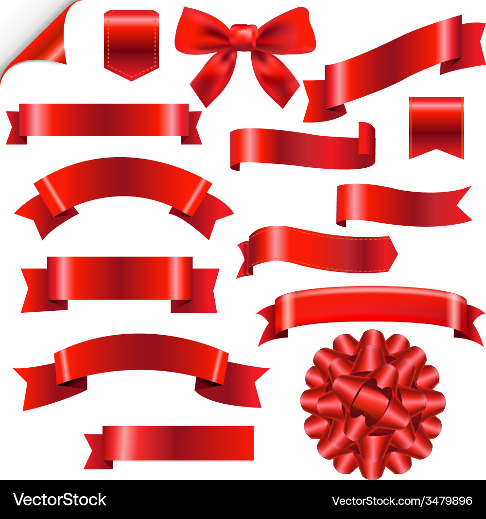 Big red ribbons set Royalty Free Vector Image - VectorStock