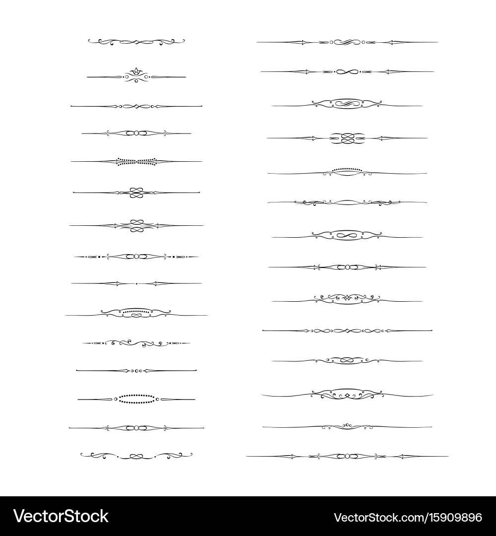 Calligraphic Border Elements Set Vector Image