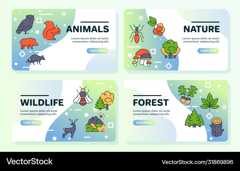 Color linear icon set forest objects Color linear icon set forest objects vector image