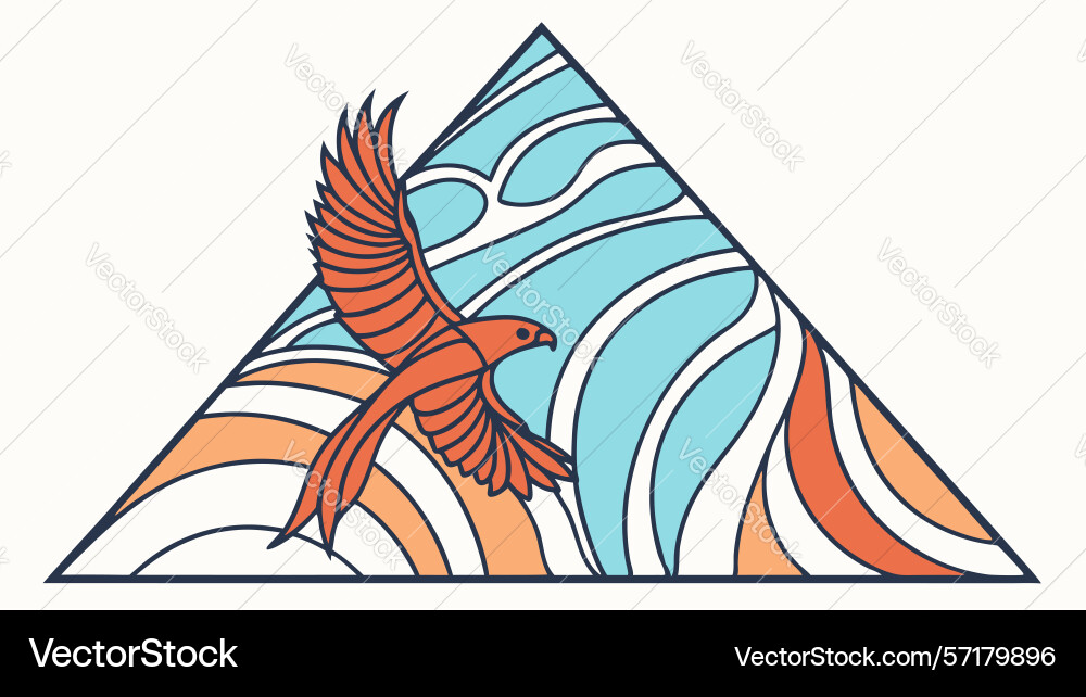 Dynamic flying bird in abstract triangle Vector Image