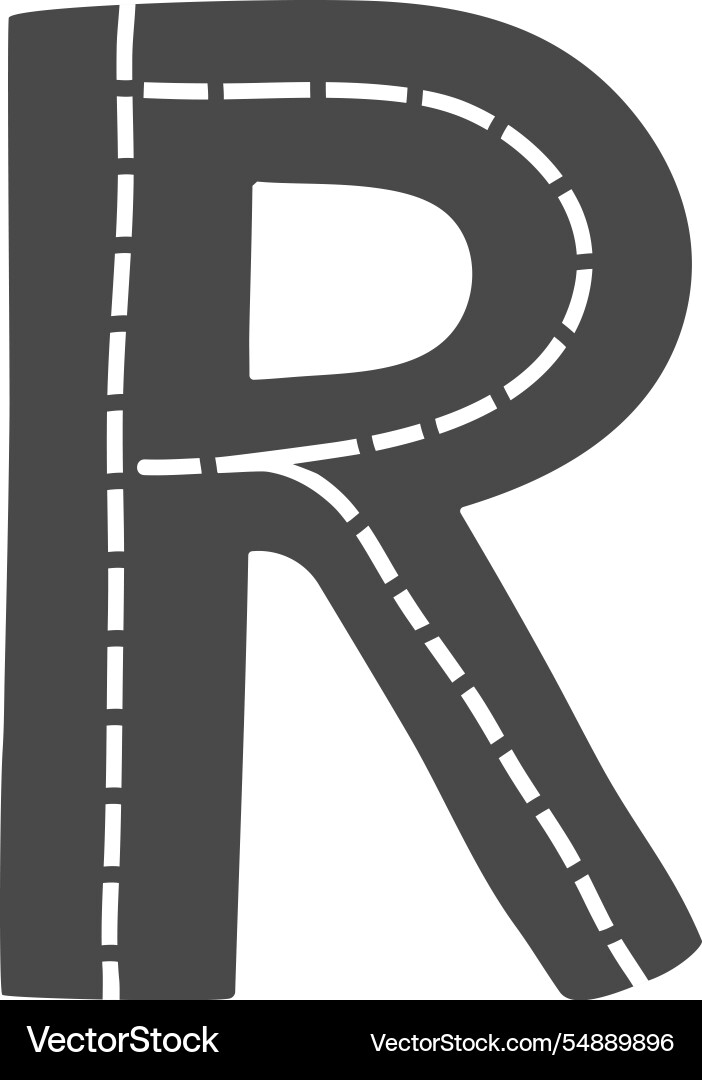 R letter road alphabet kids Royalty Free Vector Image
