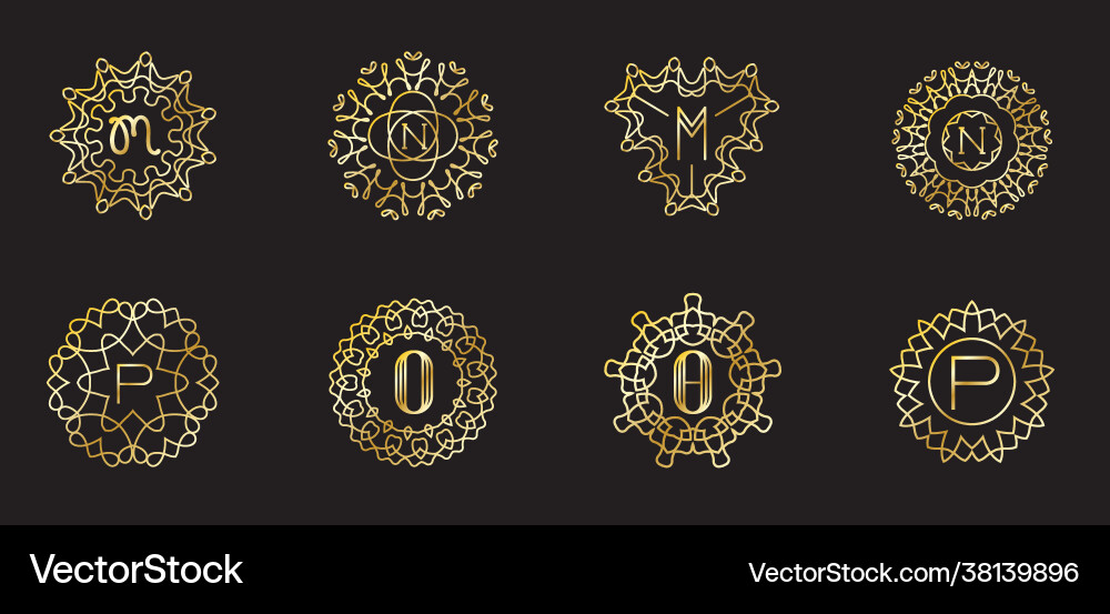 Set monogram design template letter premium Set monogram design template letter premium vector image