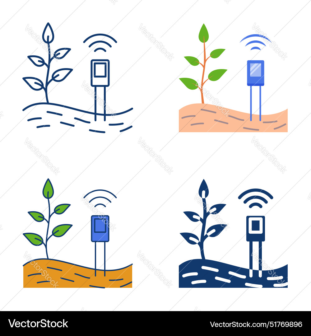 Soil scanning sensors icon set Soil scanning sensors icon set vector image