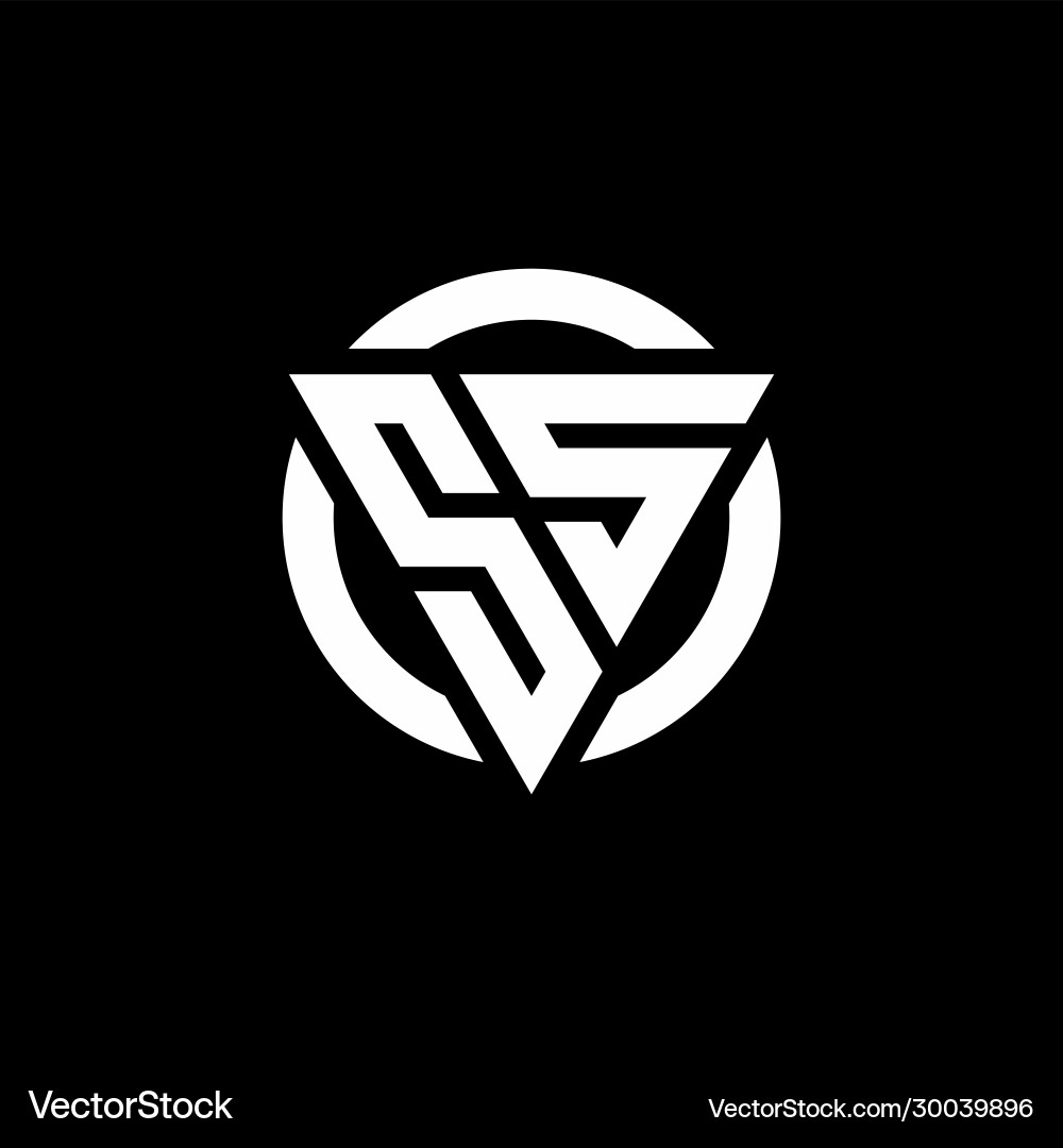 Ss logo with triangle shape and circle rounded Ss logo with triangle shape and circle rounded vector image
