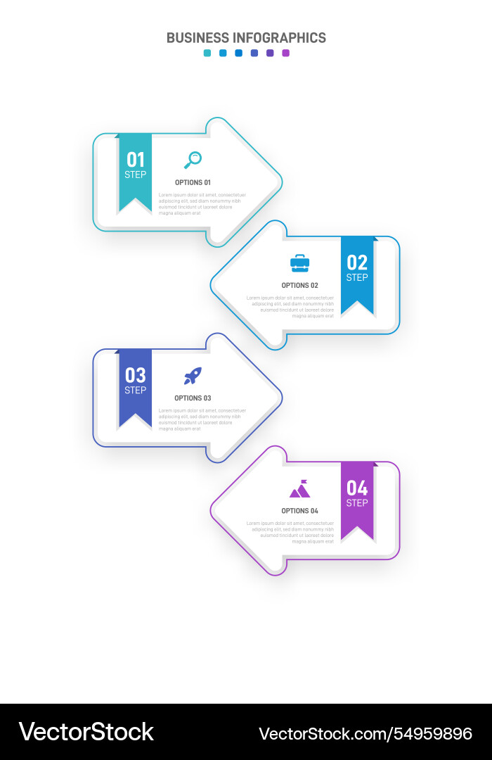 Vertical progress bar featuring 4 arrow-shaped Vector Image