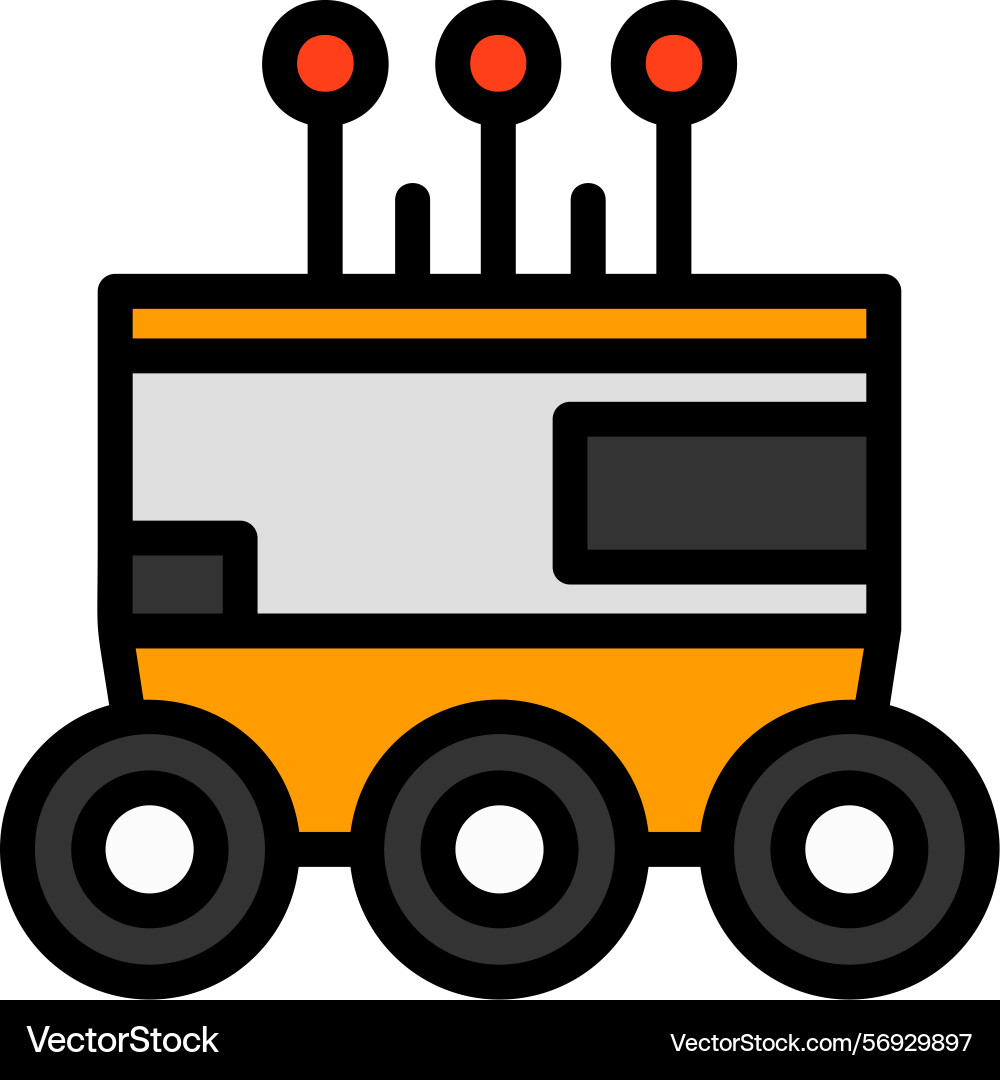 Autonomous delivery robot line filled style icon vector image