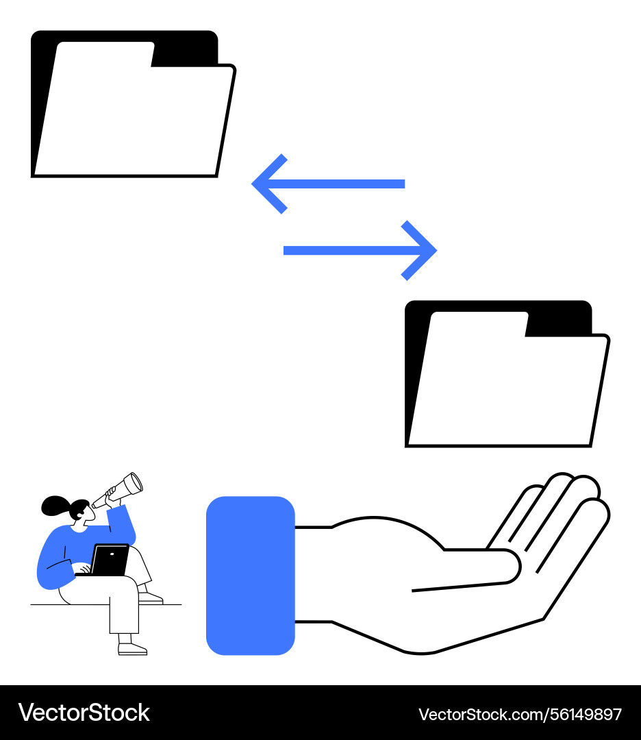 File transfer concept with hand supporting folder File transfer concept with hand supporting folder vector image