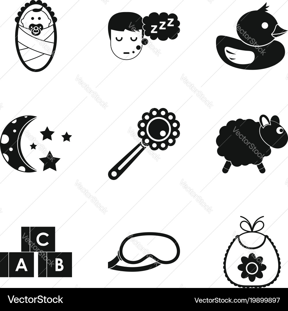 Incubator icons set simple style Vector Image