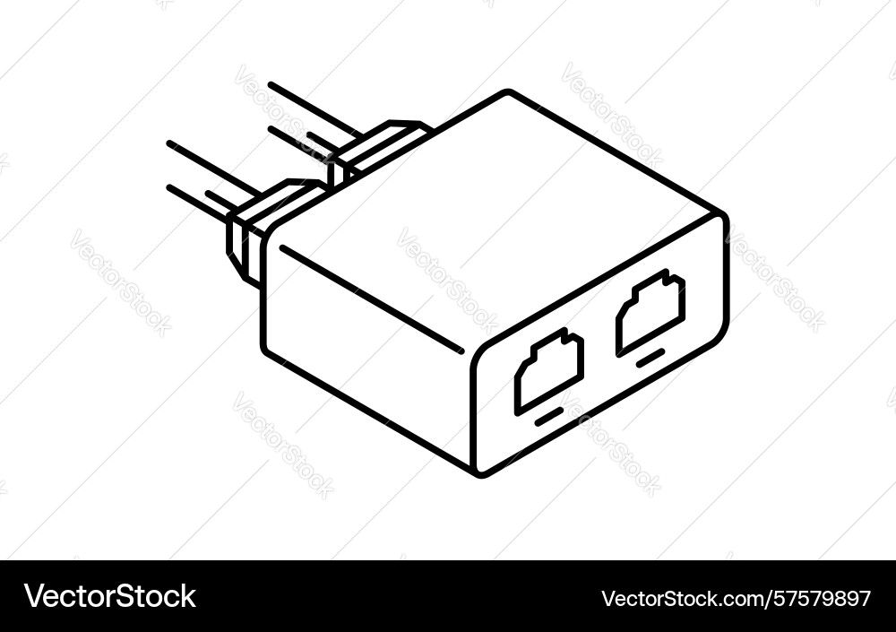 Lan splitter network configuration isometric line Vector Image