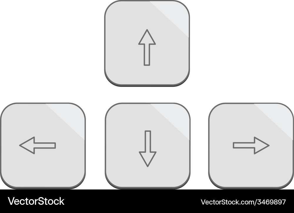 Modern design keybord arrows set in silver vector image