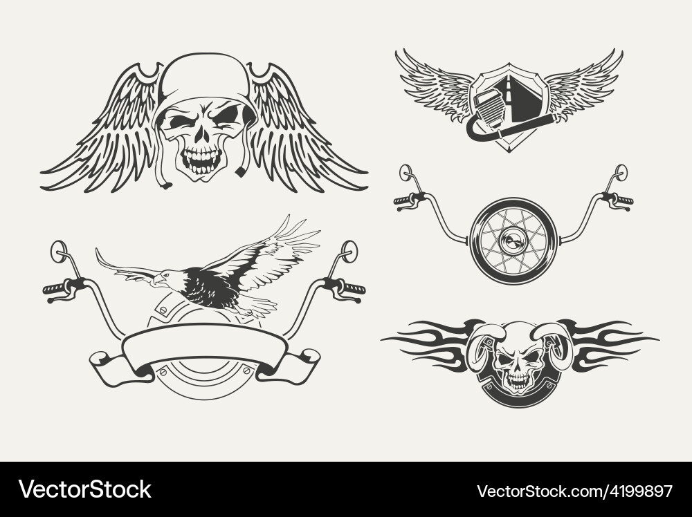 Motorcycle Badges & Emblems Vector Image