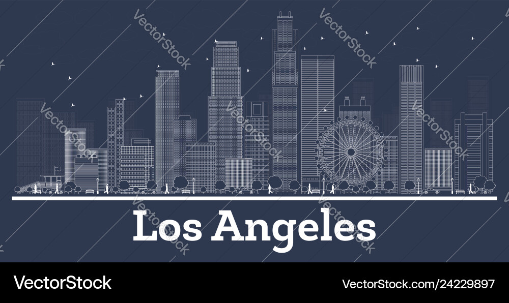 Outline los angeles california city skyline Outline los angeles california city skyline vector image