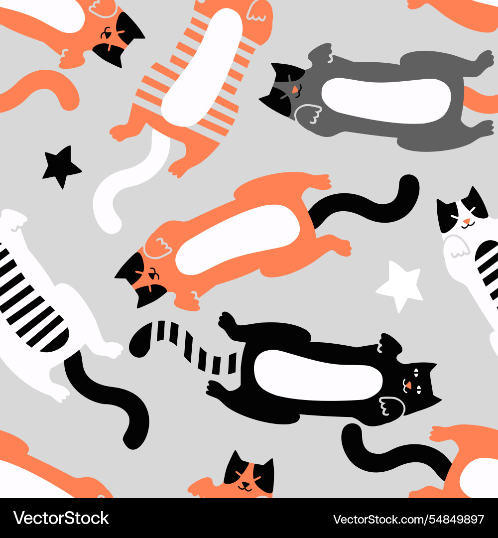 Seamless pattern with cute colorful tabby cats Seamless pattern with cute colorful tabby cats vector image