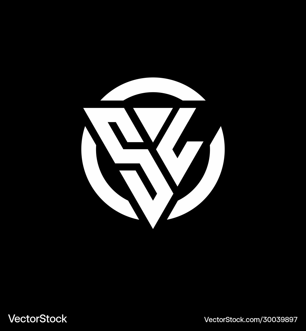 Sl logo with triangle shape and circle rounded vector image