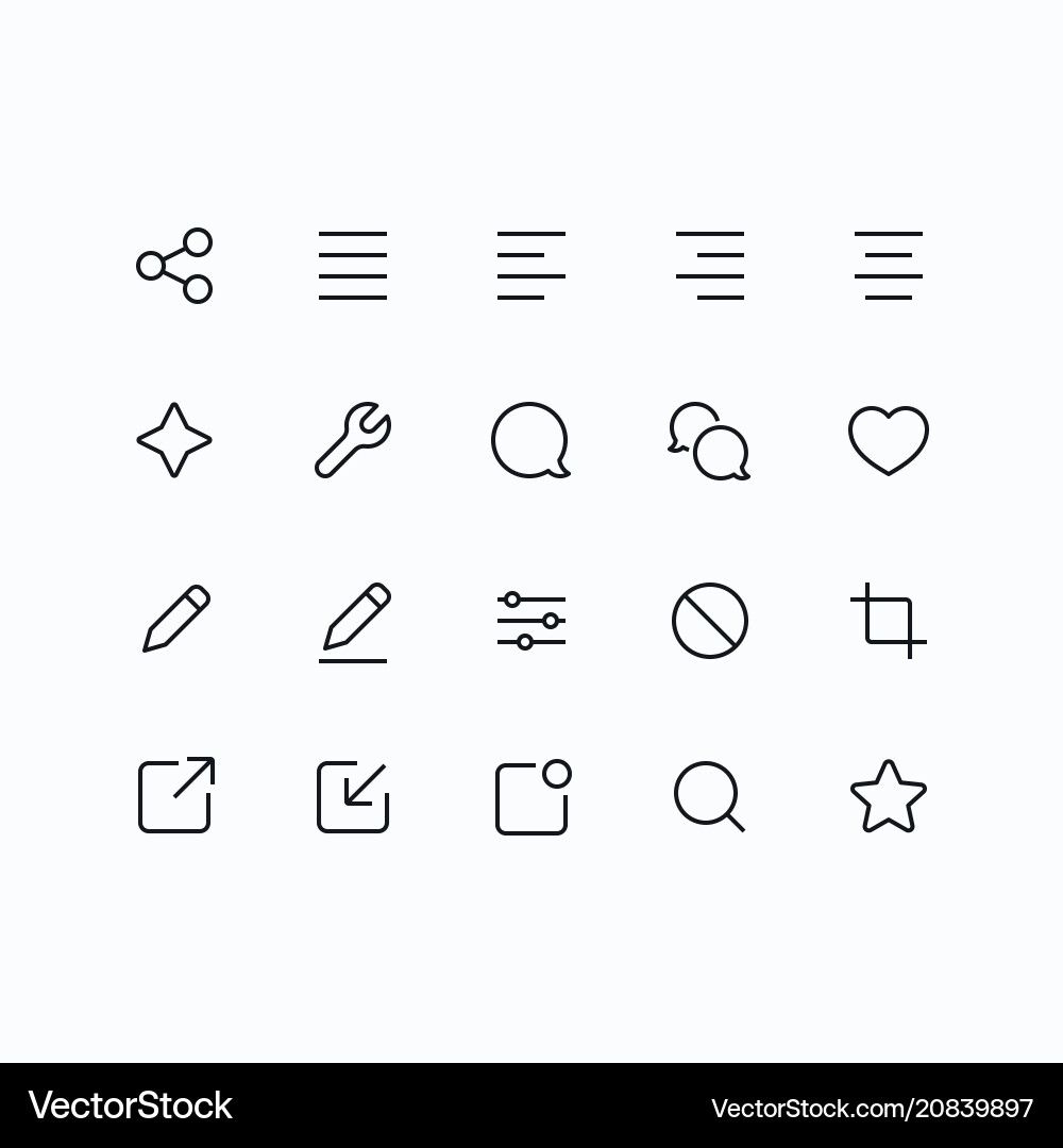 Thin Outline Icons - Web & Mobile vector image