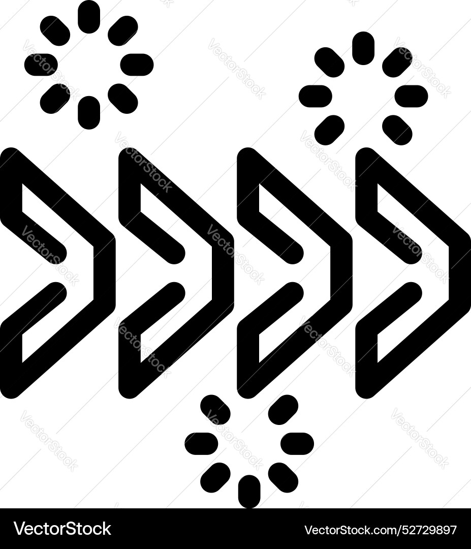 Three arrows pointing right with loading circles Three arrows pointing right with loading circles Vector Image