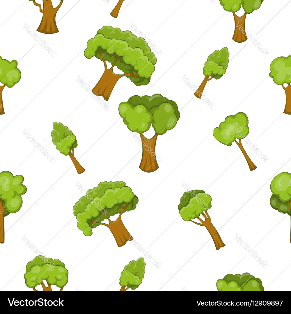 Types of trees pattern cartoon style vector image