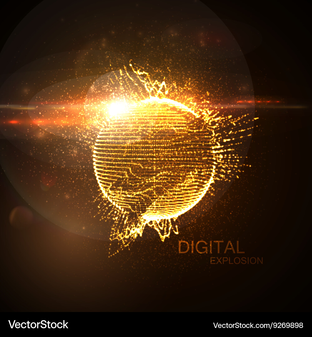 3d illuminated distorted sphere vector image