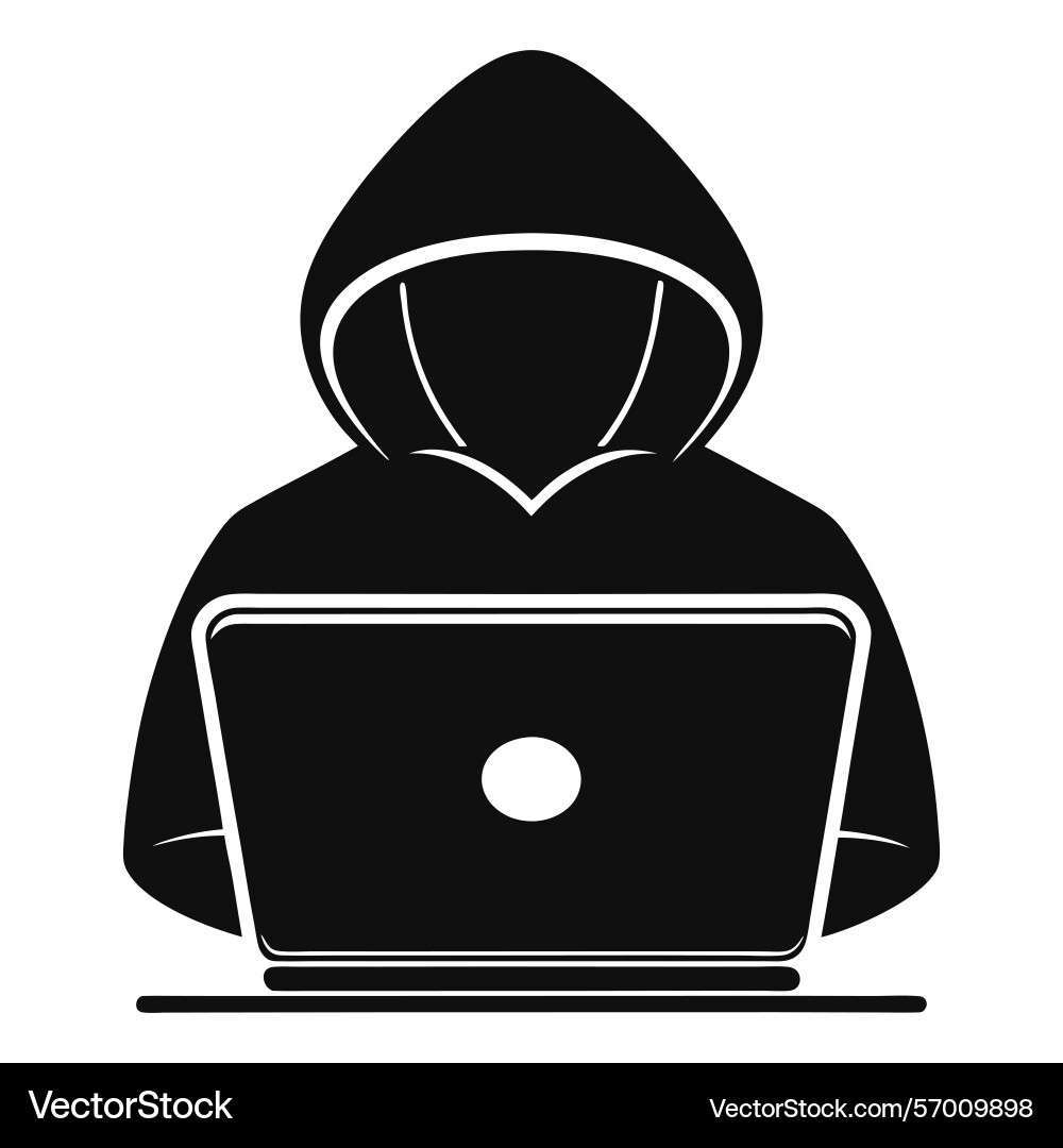 Anonymous hacker using laptop computer Vector Image