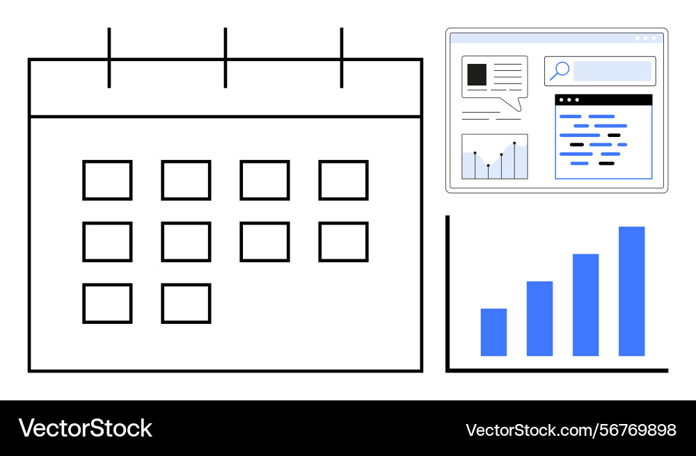 Calendar search interface and bar chart Calendar search interface and bar chart vector image