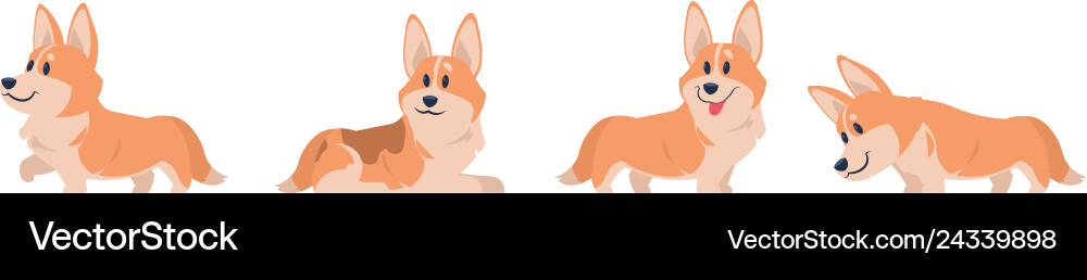 Cartoon corgi flat puppy for stickers postcards vector image