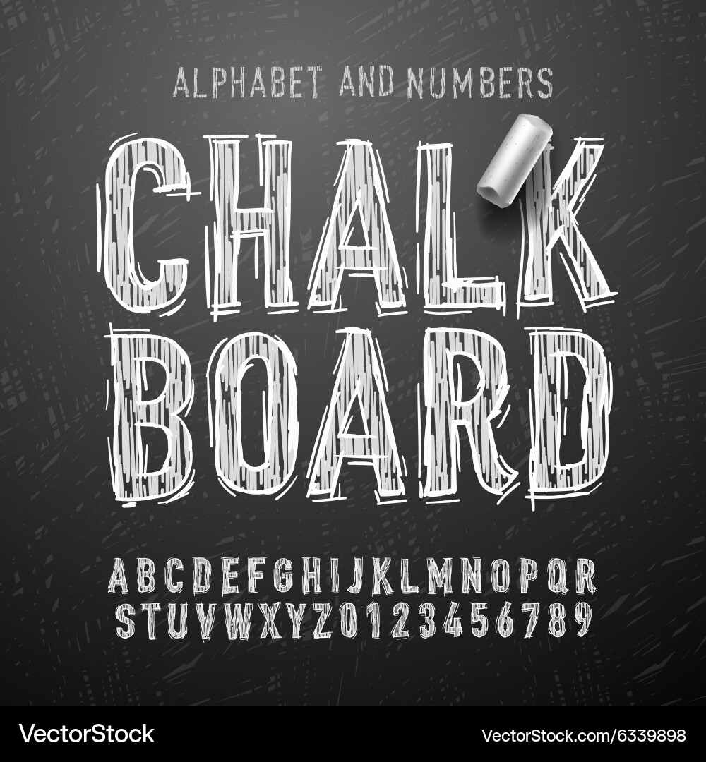 Chalkboard Alphabet & Numbers Set vector image