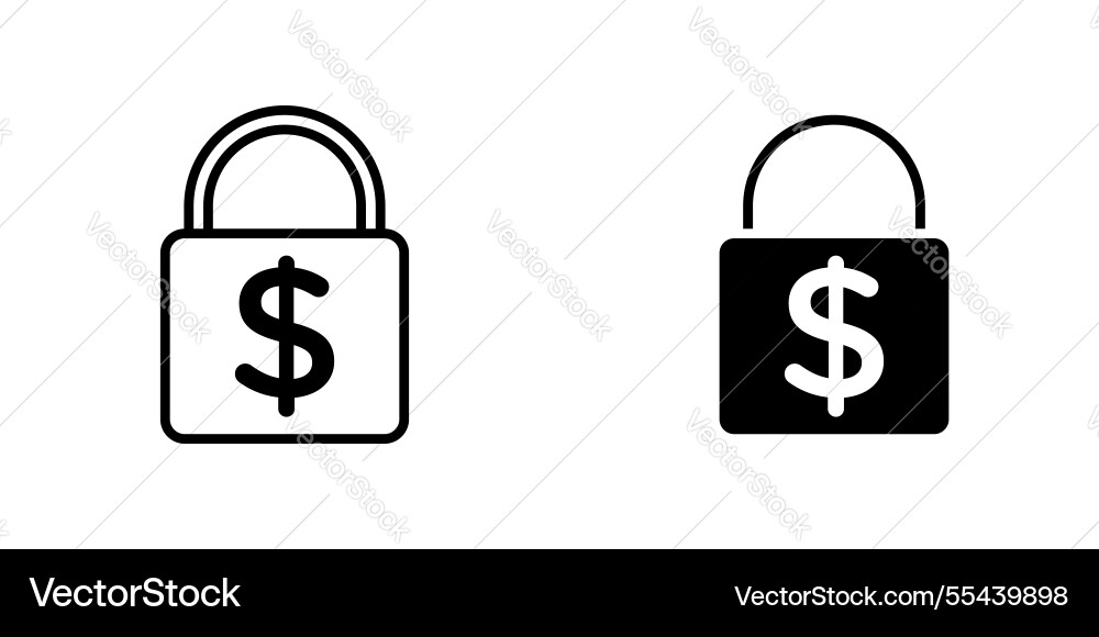 Fixed price icons stroke line and black solid vector image