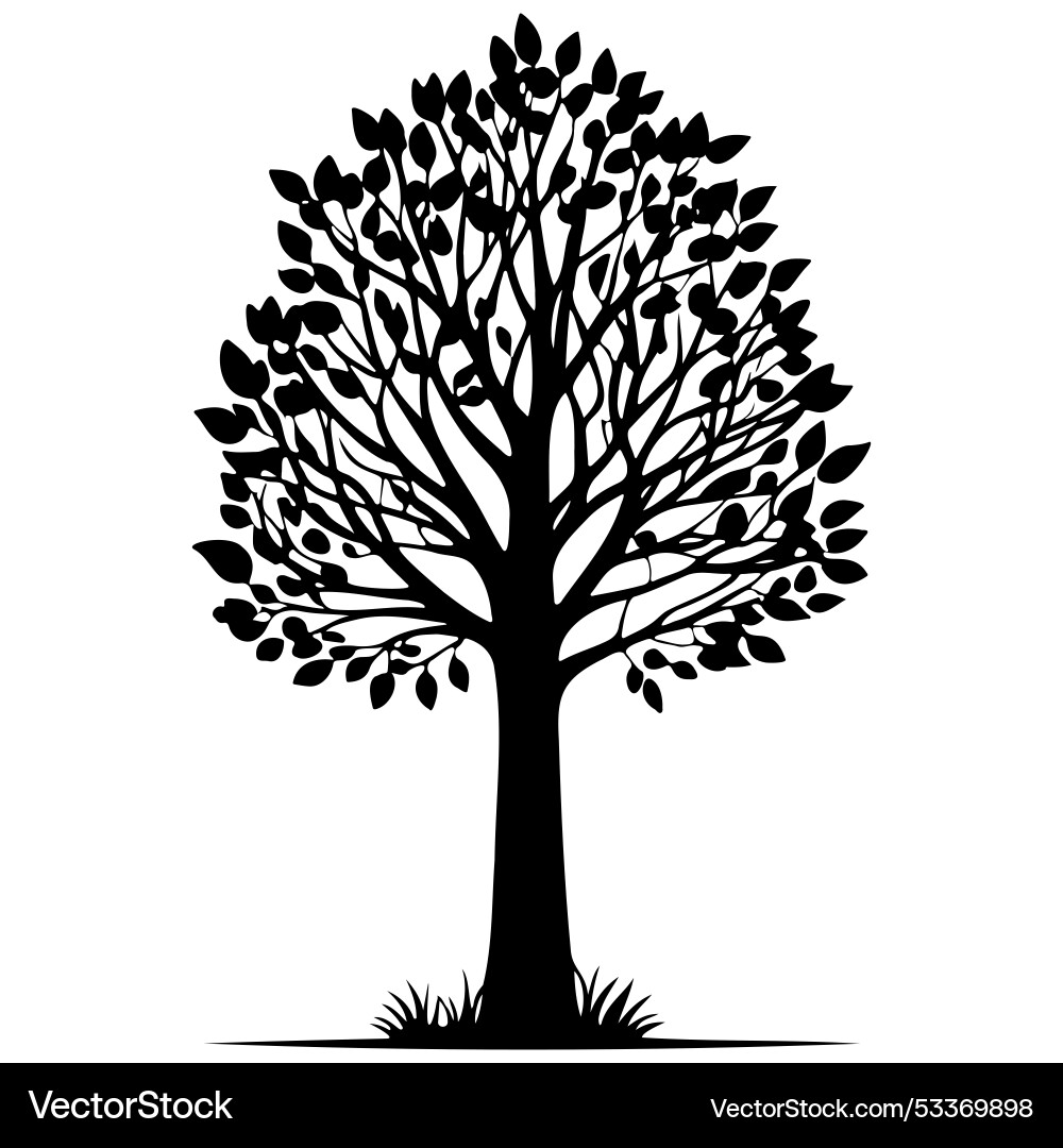 Grave Baum Silhouette Hand gezeichnete Linie Grave Baum Silhouette Hand gezeichnete Linie vektorbild