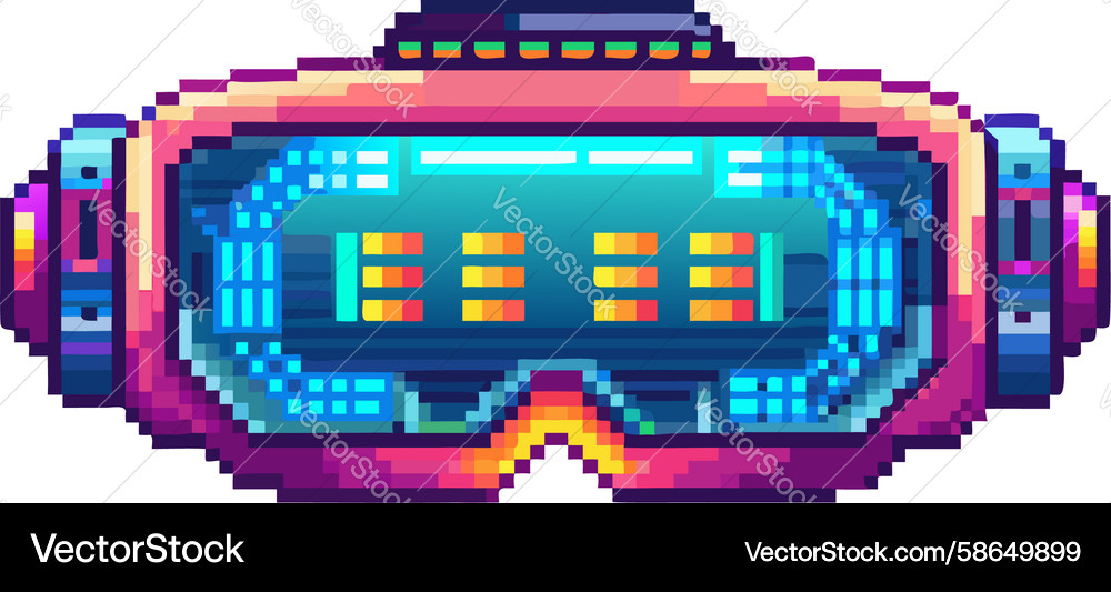 Advanced pixel art vr headset with interactive Vector Image