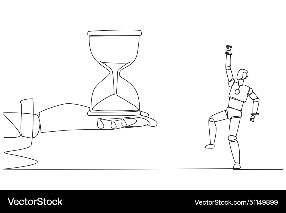 Continuous one line drawing a robot excited Continuous one line drawing a robot excited Vector Image