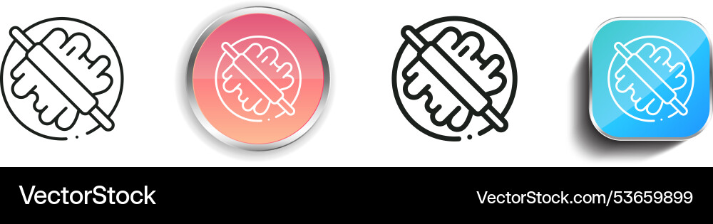Dough icon thin linear regular and button style vector image