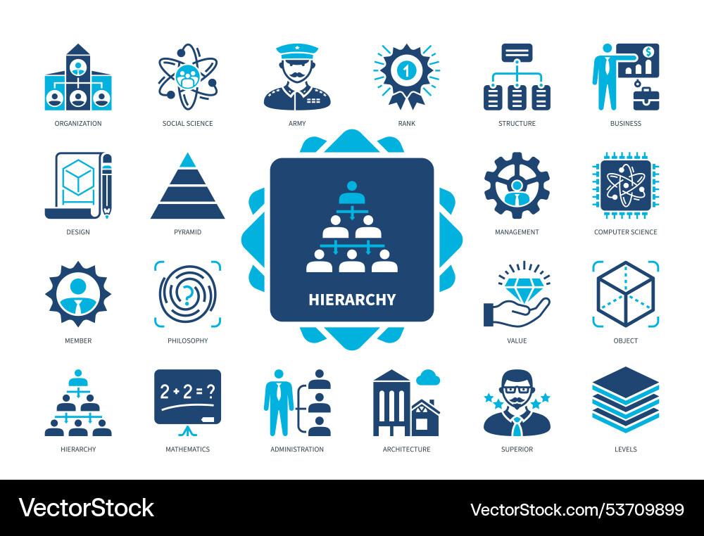 Hierarchy Solid Icon Set - Structure & Management vector image