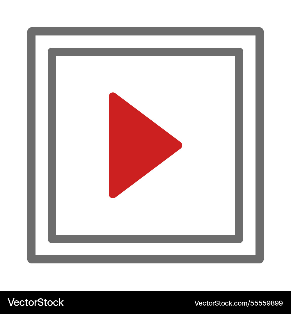 Minimalist play icon with double border design vector image