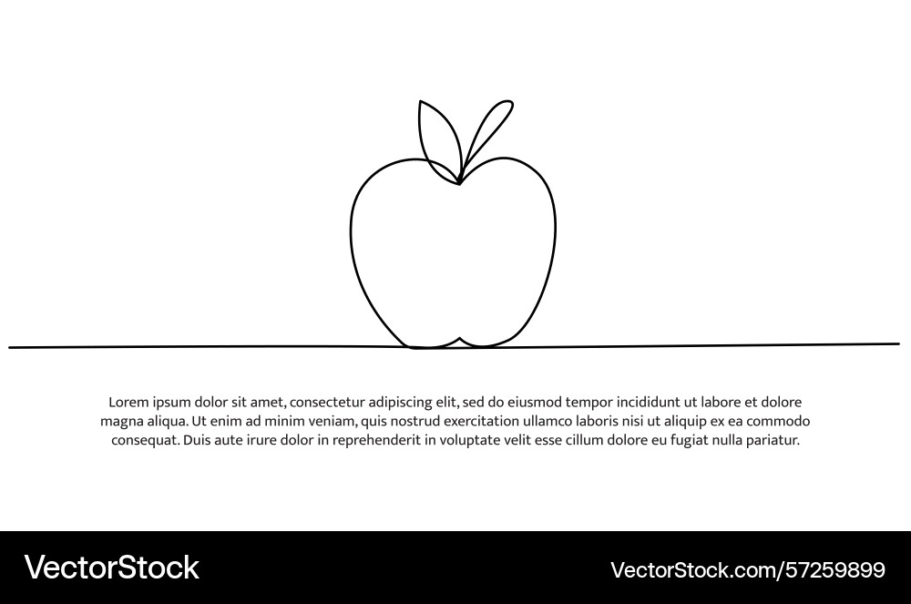 One line apple abstract minimal continuous One line apple abstract minimal continuous vector image