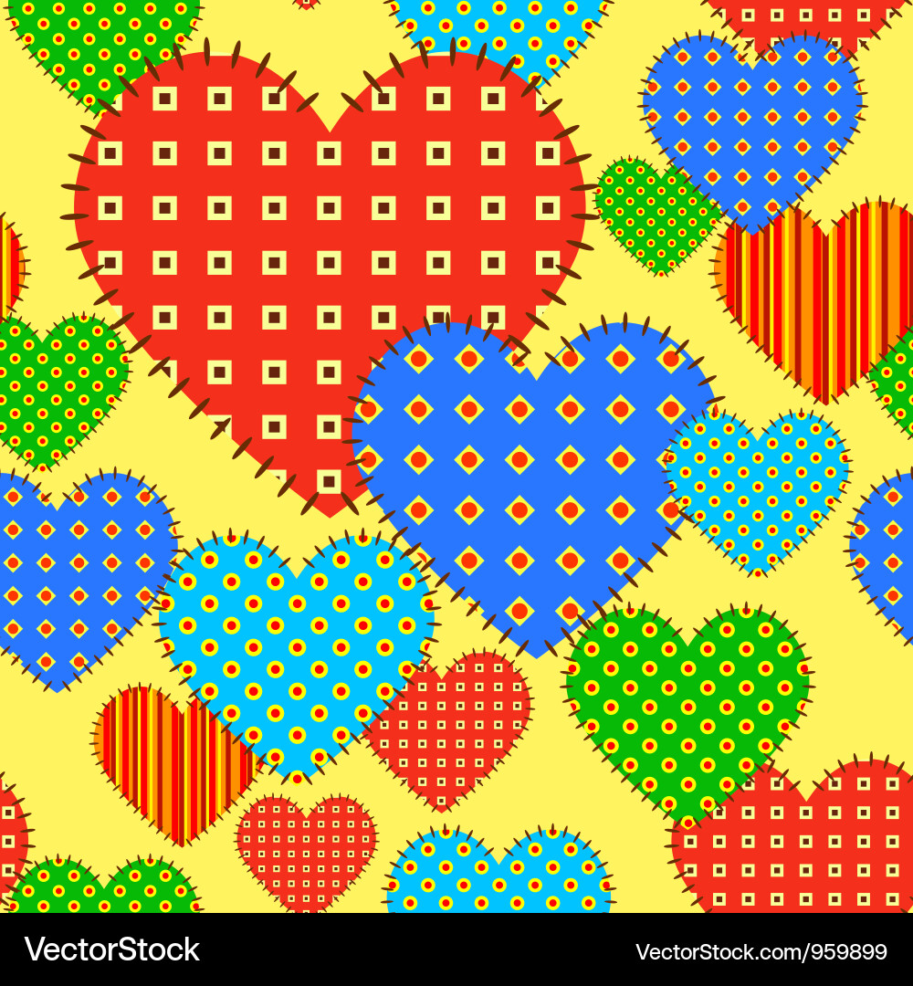 Seamless pattern with checkered hearts Vector Image