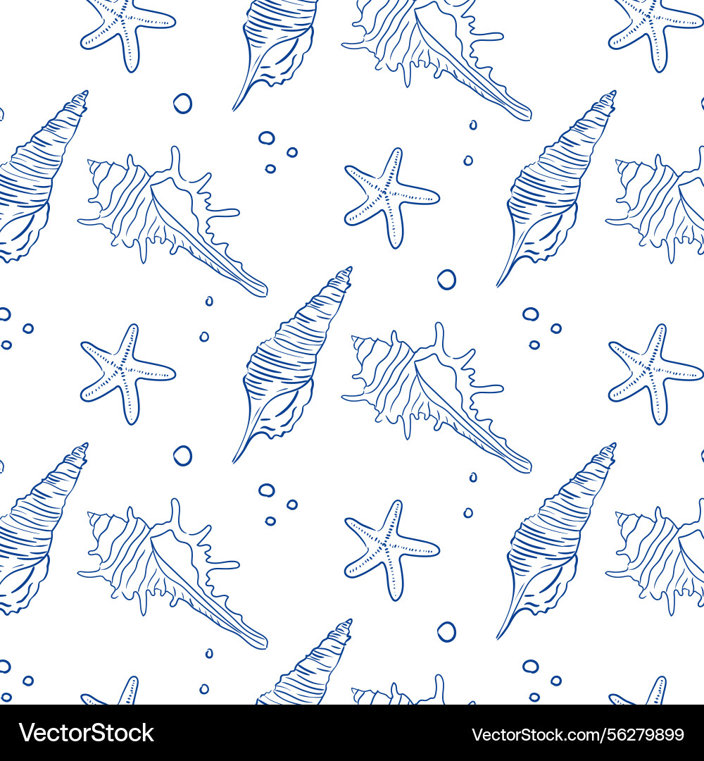 Shell and starfish pattern design featuring Shell and starfish pattern design featuring vector image