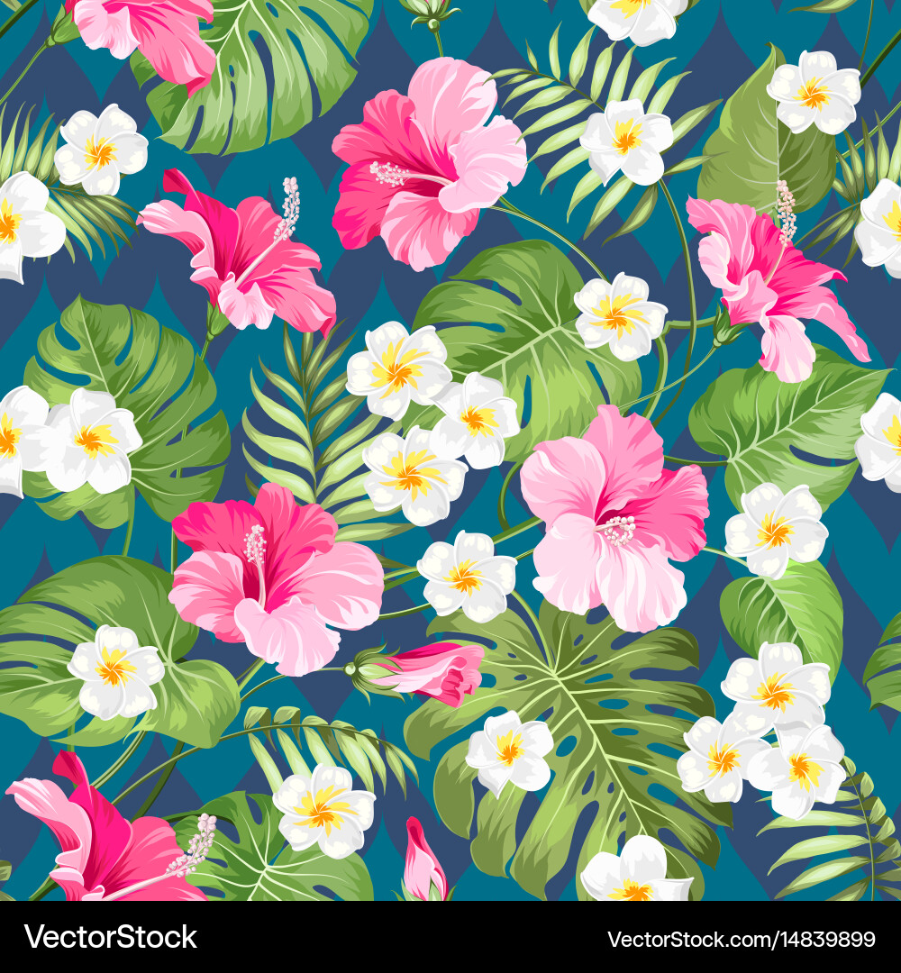 Tropical Hibiscus Pattern Vector Image