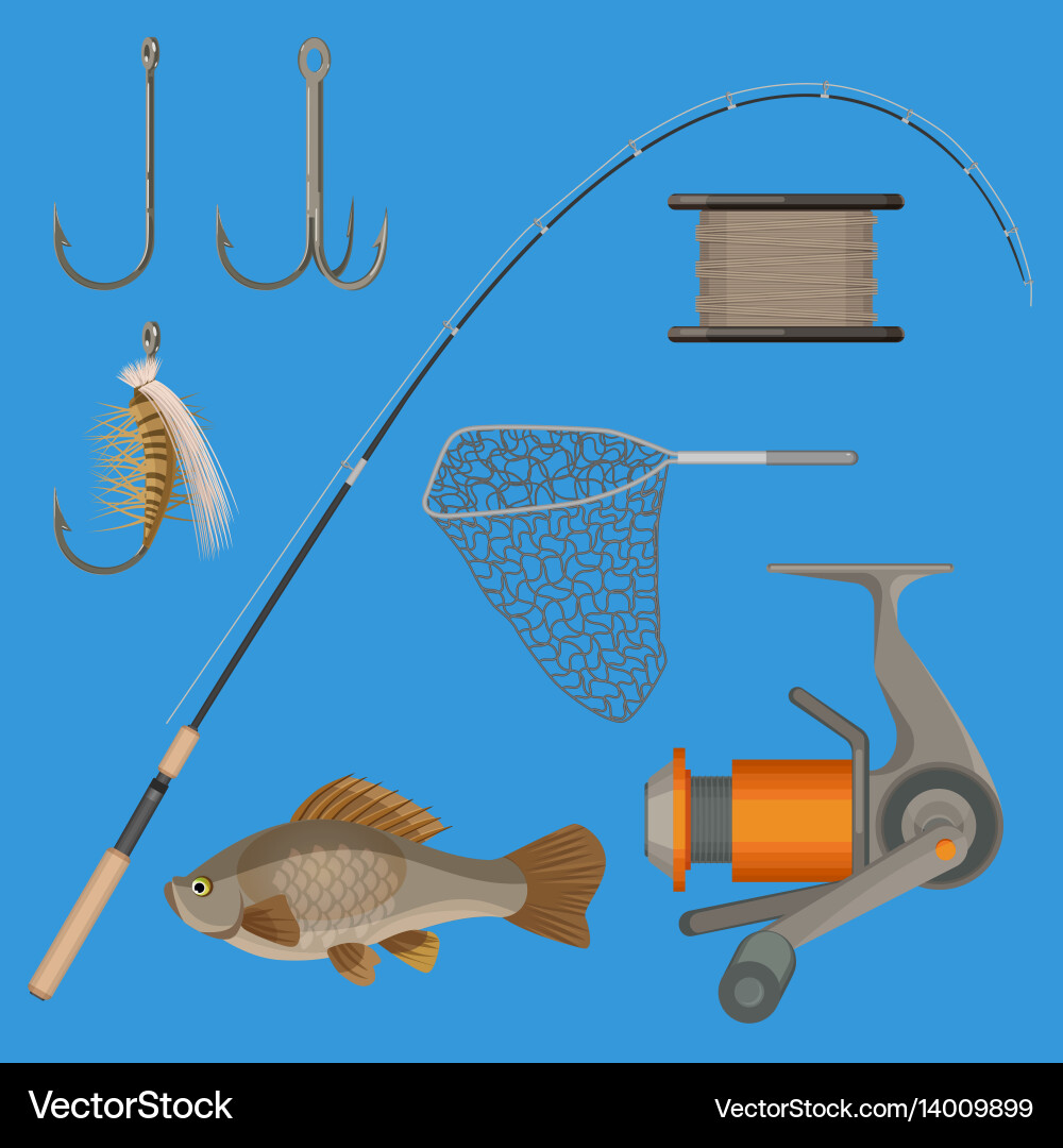 Two hooks bobbin landing net spinning vector image