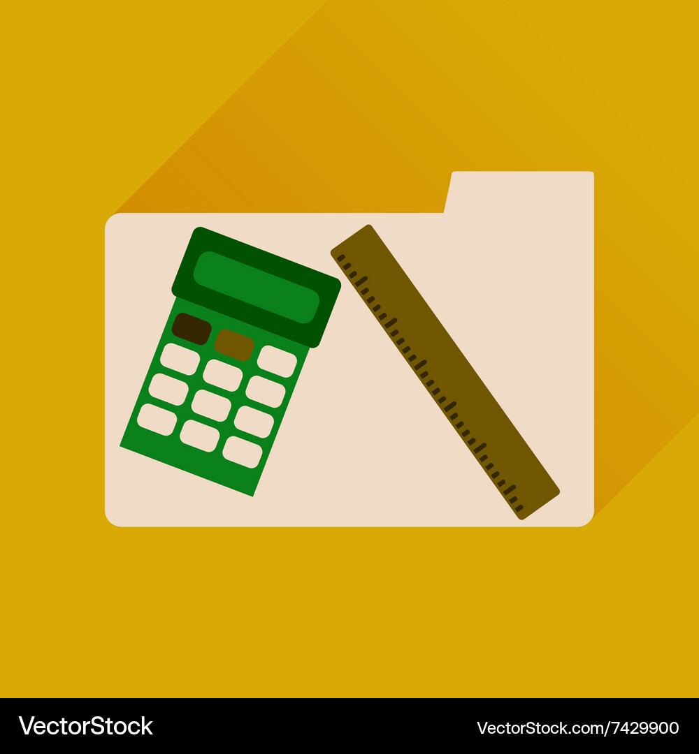 Flat icon with long shadow folder calculator ruler Vector Image