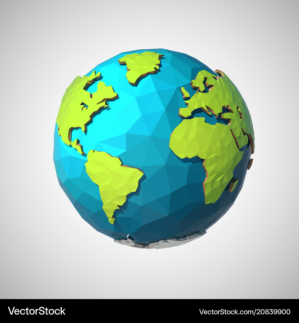 Low Poly Earth Globe Icon vector image