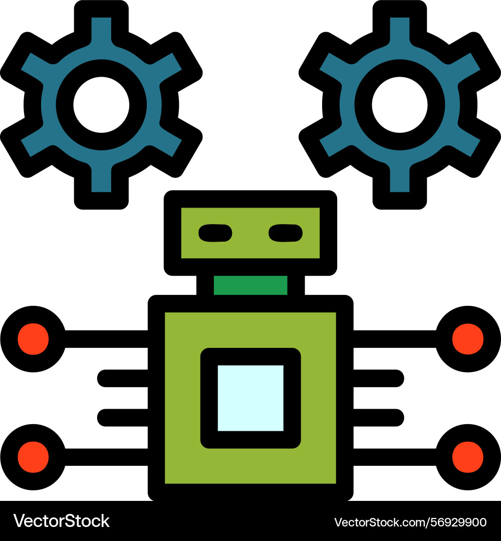 Robotic process automation line filled style icon vector image
