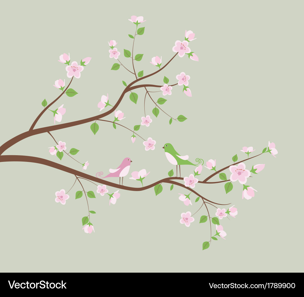 Spring tree with birds vector image