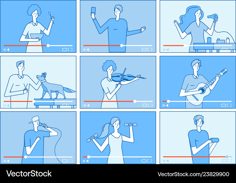 Video tutorials people bloggers on screen Video tutorials people bloggers on screen vector image