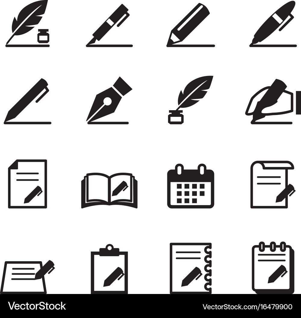Writing & Stationery Icons Vector Image