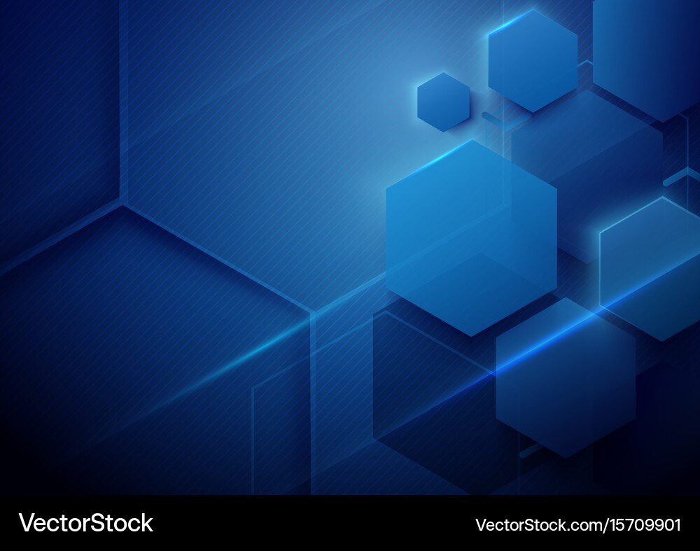 Abstract Tech Background - Hexagon & Blue vector image