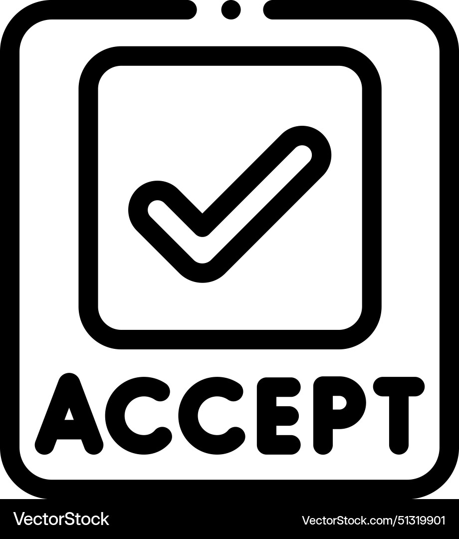 Accept icon thin linear style design isolated Accept icon thin linear style design isolated Vector Image