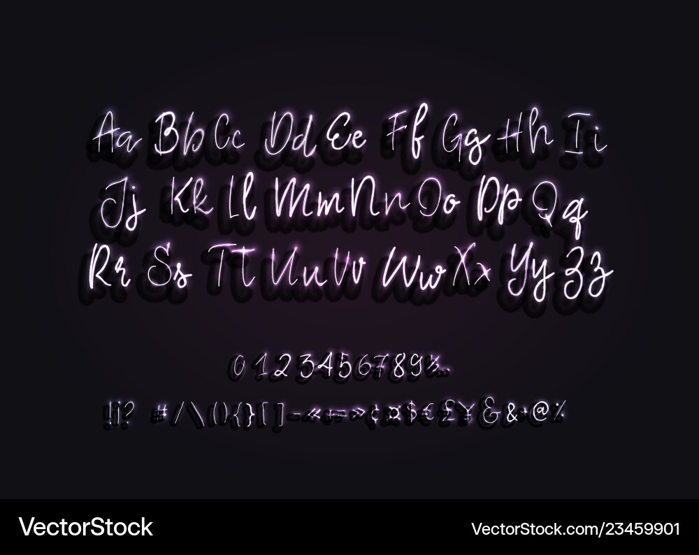 Calligraphic neon font modern latin alphabet Calligraphic neon font modern latin alphabet vector image