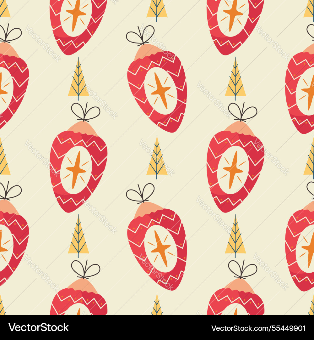Christmas seamless pattern with red vector image