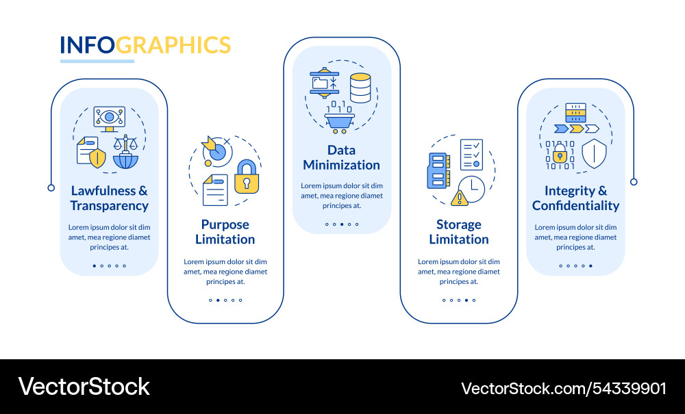 Gdpr principles rectangle infographic Vector Image
