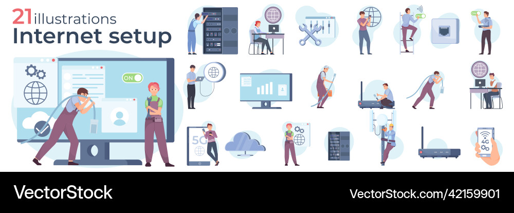 IT Setup and Network Systems vector image
